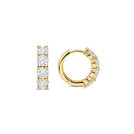 TI SENTO 78023ZY mindjuše alke Tennis Zirconia White Yellow Gold Plated Sterling Silver 12mm Bestseller