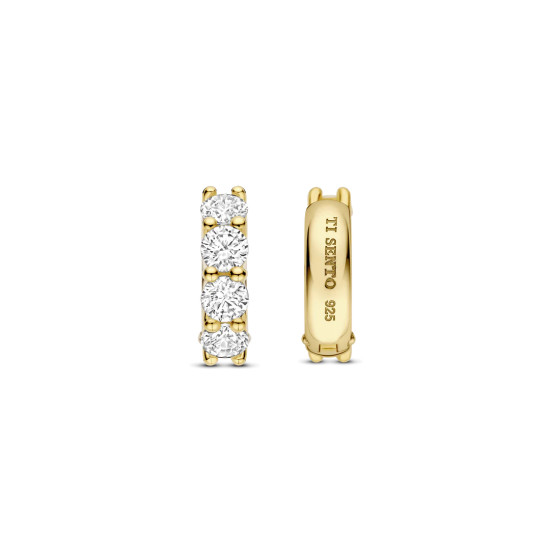 TI SENTO 78023ZY mindjuše alke Tennis Zirconia White Yellow Gold Plated Sterling Silver 12mm Bestseller