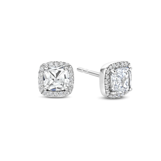 TI SENTO 78029ZI mindjuše Classic Square White Zirconia 925 Sterling Silver 7mm