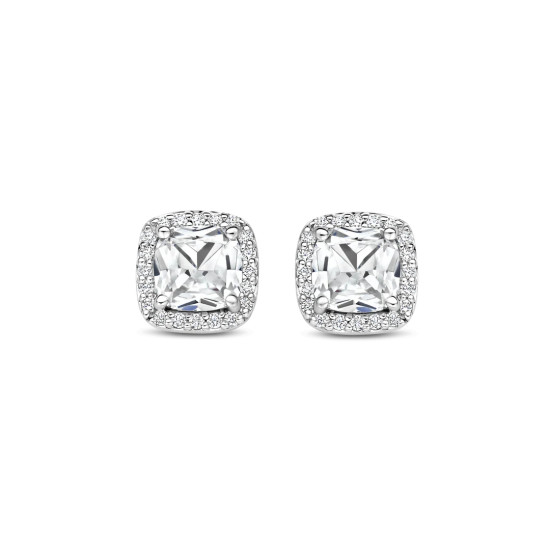 TI SENTO 78029ZI mindjuše Classic Square White Zirconia 925 Sterling Silver 7mm