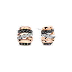 TI SENTO 78045BR mindjuše Honeycomb Crossover Sterling Silver 925 Black Rose Gold Plated 14mm