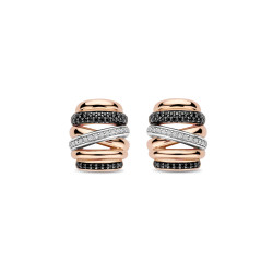 TI SENTO 78045BR mindjuše Honeycomb Crossover Sterling Silver 925 Black Rose Gold Plated 14mm