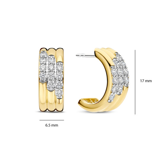 TI SENTO 78053ZY mindjuše Stardust Zirconia Layered Sterling Silver 925 Yellow Gold Plated 17mm