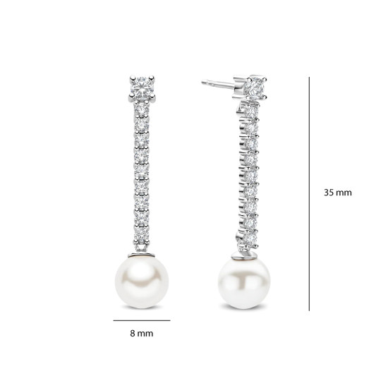 TI SENTO 78070PW mindjuše Drop Zirconia Shell Pearl Sterling Silver 925 35mm