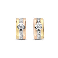 TI SENTO 78085TZ mindjuše polu alke Contrast Tricolor Circonia Premium 925 Sterling Silver Three Tone Elegance 14mm