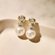 TI SENTO 78095YP mindjuše Round Zirconia Pearl Premium 925 Sterling Silver Pearl With Yellow Gold Plated 21mm