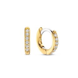 TI SENTO 7811ZY mindjuše alke Tennis Huggies Zirconia White 925 Sterling Silver Yellow Gold Plated 12mm