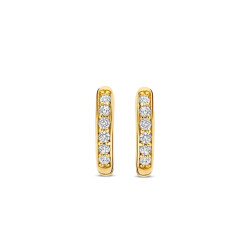 TI SENTO 7811ZY mindjuše alke Tennis Huggies Zirconia White 925 Sterling Silver Yellow Gold Plated 12mm