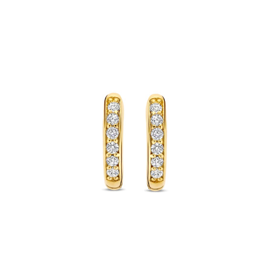 TI SENTO 7811ZY mindjuše alke Tennis Huggies Zirconia White 925 Sterling Silver Yellow Gold Plated 12mm