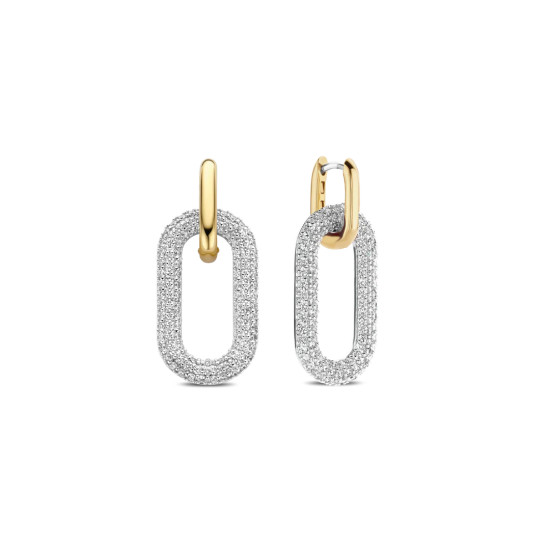 TI SENTO 7844ZY mindjuše Signature Open Zirconia White Yellow Gold Plated Sterling Silver 925 35mm