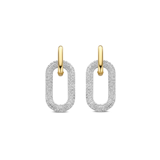 TI SENTO 7844ZY mindjuše Signature Open Zirconia White Yellow Gold Plated Sterling Silver 925 35mm