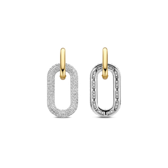TI SENTO 7844ZY mindjuše Signature Open Zirconia White Yellow Gold Plated Sterling Silver 925 35mm