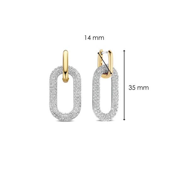 TI SENTO 7844ZY mindjuše Signature Open Zirconia White Yellow Gold Plated Sterling Silver 925 35mm