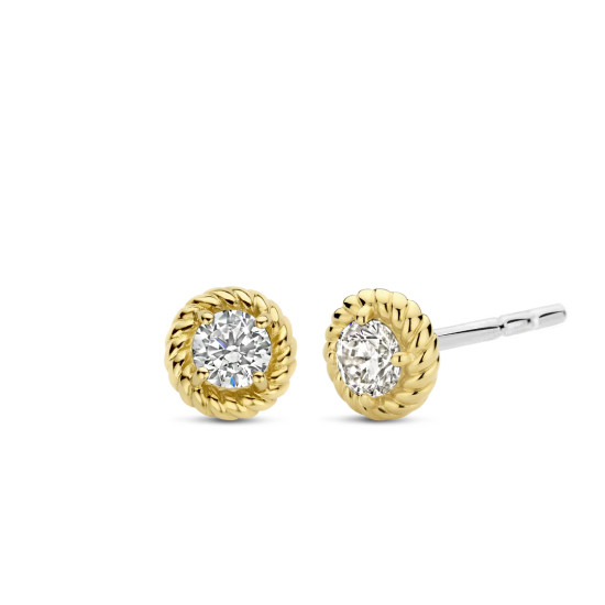 TI SENTO 7934ZY mindjuše Zirconia White Minimalist Sterling Silver 925 Yellow Gold Plated Bestseller