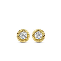 TI SENTO 7934ZY mindjuše Zirconia White Minimalist Sterling Silver 925 Yellow Gold Plated Bestseller