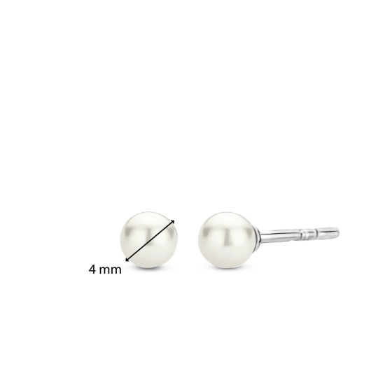 TI SENTO 7940PW mindjuše Shell Pearl White 925 Sterling Silver 4mm