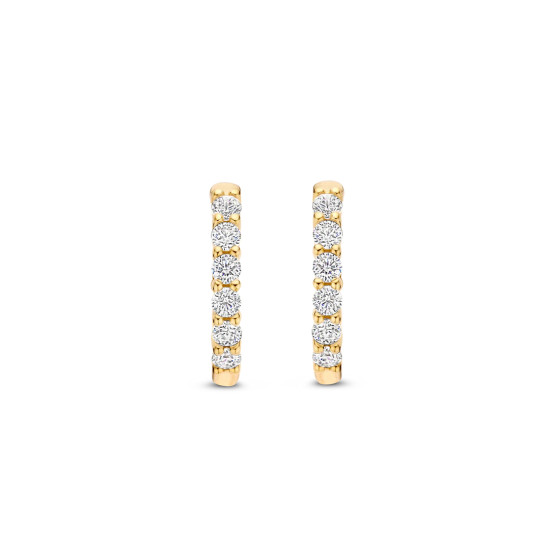 TI SENTO 7957ZY mindjuše alke Tennis Small Zirconia White Yellow Gold Plated 925 Sterling Silver 14mm