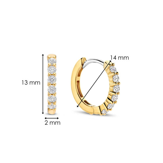 TI SENTO 7957ZY mindjuše alke Tennis Small Zirconia White Yellow Gold Plated 925 Sterling Silver 14mm