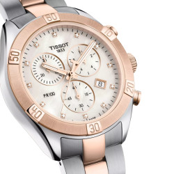 TISSOT T1019172211600 PR 100 Sport Chic 38mm Chronograph mother of pearl dial Diamond 10ATM