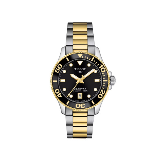 TISSOT T1202102205100 Seastar 1000 36mm two tone black dial 30ATM