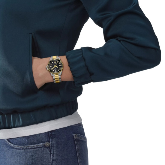TISSOT T1202102205100 Seastar 1000 36mm two tone black dial 30ATM