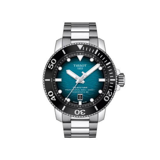 TISSOT T1206071104100 Seastar 2000 46mm POWERMATIC 80 turquoise dial 60ATM