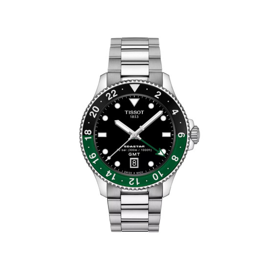 TISSOT T1208521105100 Seastar 1000 GMT 40mm black and green 30ATM
