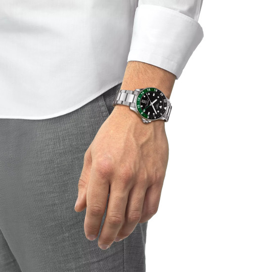 TISSOT T1208521105100 Seastar 1000 GMT 40mm black and green 30ATM