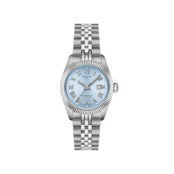 TISSOT T1562081135300 Ballade 30mm silver tone Guilloché Ice Blue Dial AUTOMATIC CHRONOMETER 10ATM