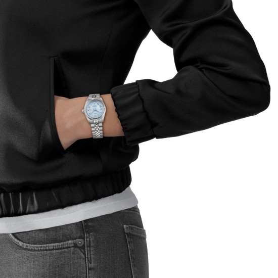 TISSOT T1562081135300 Ballade 30mm silver tone Guilloché Ice Blue Dial AUTOMATIC CHRONOMETER 10ATM