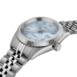TISSOT T1562081135300 Ballade 30mm silver tone Guilloché Ice Blue Dial AUTOMATIC CHRONOMETER 10ATM