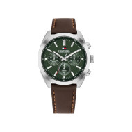 Tommy Hilfiger 1710719 muški sat Hudson Chronograph kožni kaiš Brown Deep Green Dial 40mm
