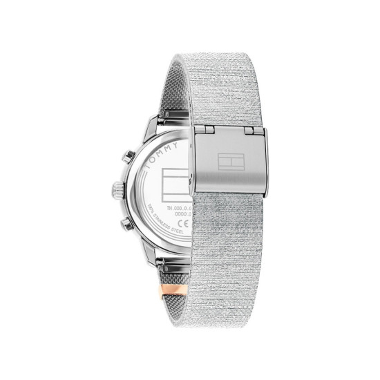 Tommy Hilfiger 1782807 ženski sat Multifunction Silver Stainless Steel Mesh Band Rose Gold Detail Light Blue Dial 34mm Bestseller