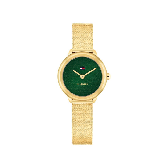 Tommy Hilfiger 1782812 ženski sat Demi Gold Tone Stainless Steel Elegant Extra Small Mesh Bracelet Emerald Green Dial 26mm