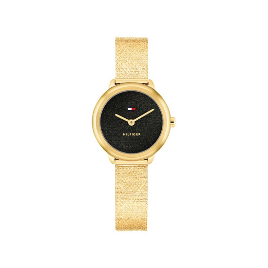 Tommy Hilfiger 1782813 ženski sat Demi Gold Tone Stainless Steel Elegant Extra Small Mesh Bracelet Black Dial 26mm