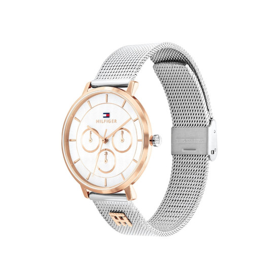 Tommy Hilfiger 1782879 ženski sat Tea Multifunkcionalni Silver Stainless Steel Rose Gold Detail Mesh Band White Dial 36mm