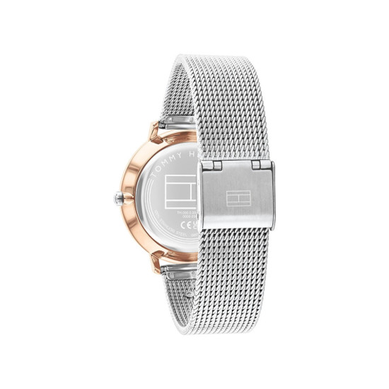Tommy Hilfiger 1782879 ženski sat Tea Multifunkcionalni Silver Stainless Steel Rose Gold Detail Mesh Band White Dial 36mm