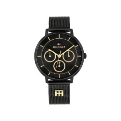 Tommy Hilfiger 1782882 ženski sat Tea Multifunkcionalni Black Stainless Steel Gold Detail Mesh Band Black Dial 36mm