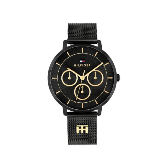 Tommy Hilfiger 1782882 ženski sat Tea Multifunkcionalni Black Stainless Steel Gold Detail Mesh Band Black Dial 36mm
