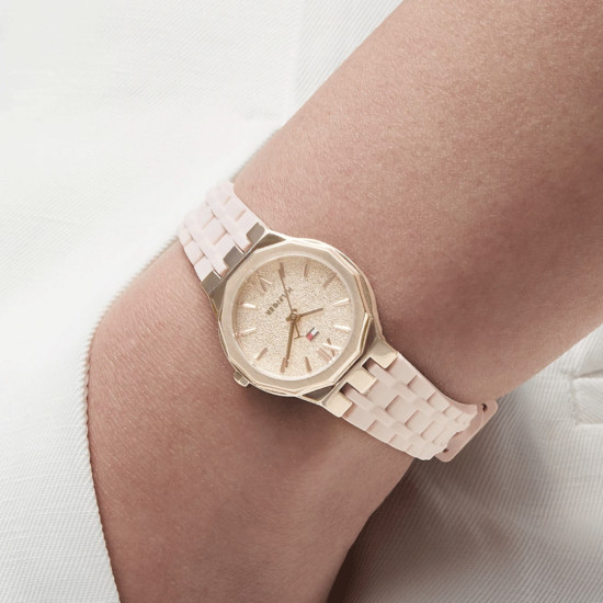 Tommy Hilfiger 1782884 ženski sat MACKENZIE Mini Blush Silicone Rose Gold Glitter Dial 25mm