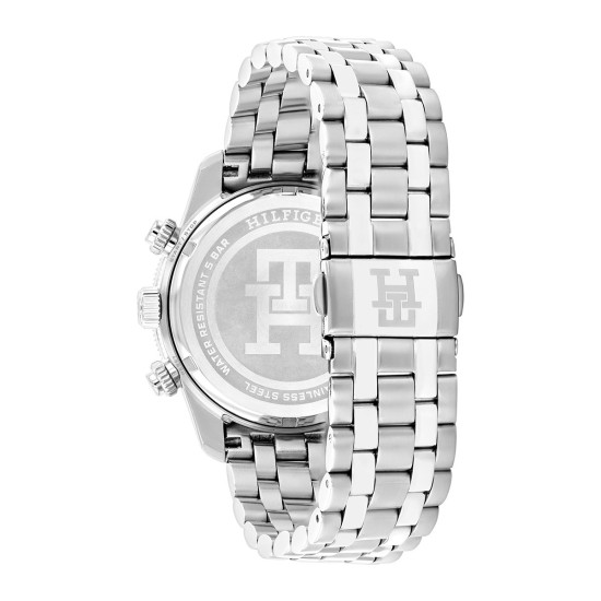 Tommy Hilfiger 1792157 muški sat TH 85 Chronograph Silver Tone Stainless Steel Navy Blue Detail 41mm