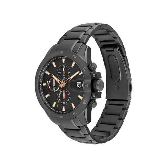 Tommy Hilfiger 1792218 muški sat Jameson Multifunkcionalni Sportsko Elegantni Black Stainless Steel Deep Gray Dial 43mm