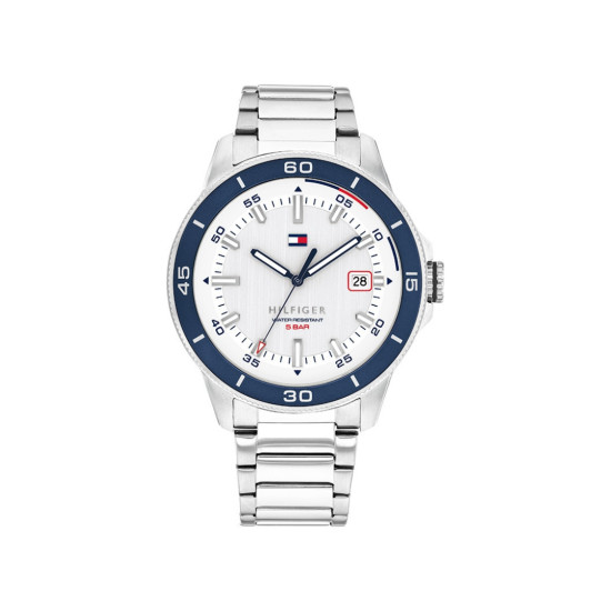 Tommy Hilfiger 1792227 muški sat REMY Classic Line Elegant Silver Stainless Steel Blue Detail White Dial 43mm