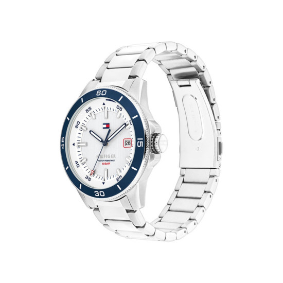 Tommy Hilfiger 1792227 muški sat REMY Classic Line Elegant Silver Stainless Steel Blue Detail White Dial 43mm