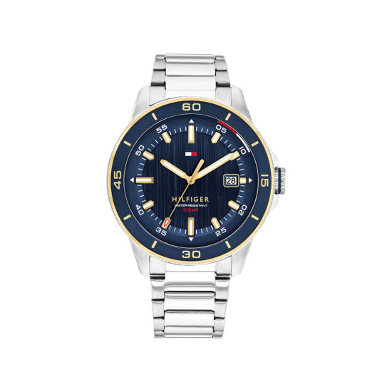Tommy Hilfiger 1792229 muški sat REMY Classic Line Elegant Silver Stainless Steel Gold Detail Deep Blue Dial 43mm