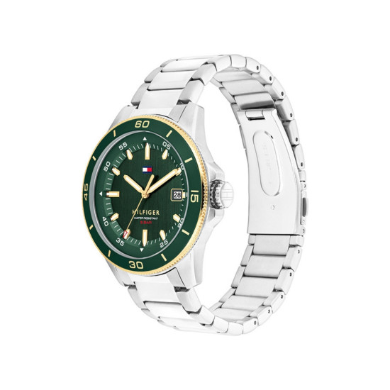 Tommy Hilfiger 1792230 muški sat REMY Classic Line Elegant Silver Stainless Steel Gold Detail Fresh Green Dial 43mm