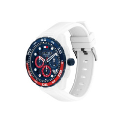 Tommy Hilfiger 1792231 muški sat Regatta Chronograph White Silicone Red Detail Marine Blue Dial 44mm 10ATM