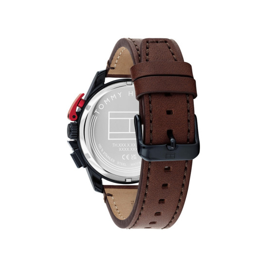Tommy Hilfiger 1792268 muški sat Bank Urban Classic Brown Leather Deep Blue Dial Red Detail 44mm
