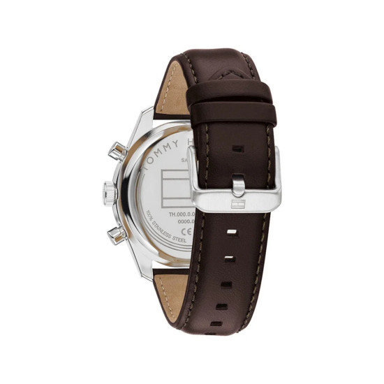 Tommy Hilfiger 1792276 muški sat Hampton Sport Lux Multifunction Brown kožni kaiš Navy Blue Sunray Dial 42mm