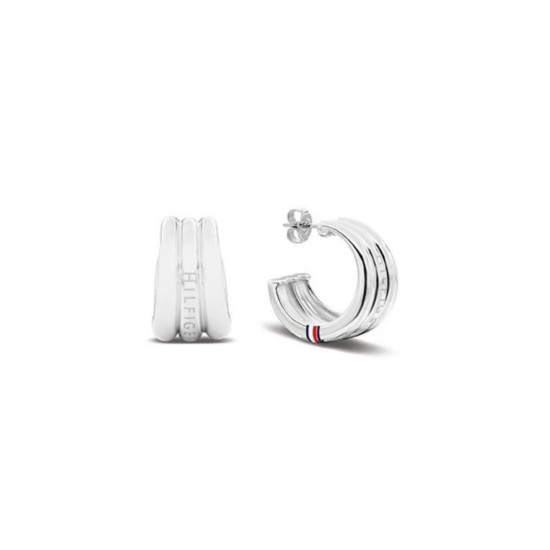 Tommy Hilfiger 2781070 minđuše alke Silver Tone Stainless Steel Logo TH 21mm